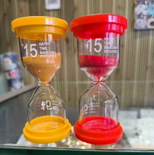 15 Minutes Plastic Base Sand Timer (Pack of 1) (Assorted Colours)