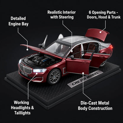 1:24 scale BMW 7 Series Die-Cast Model Car – Red & Silver Edition