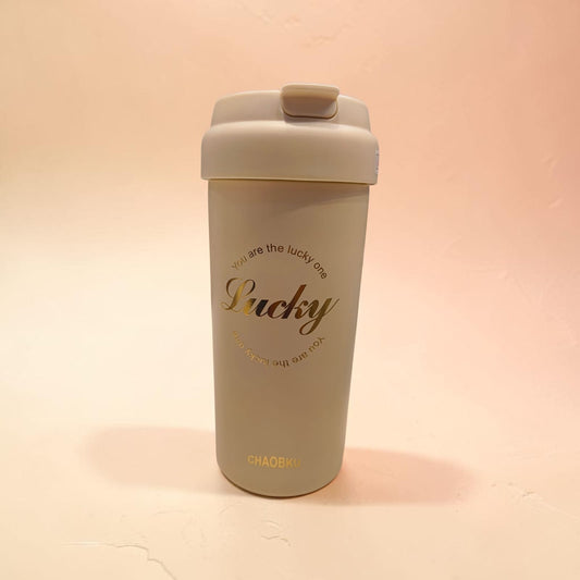 Lucky Vacuum Insulated Travel Mug with Flip Lid – Minimalist Edition