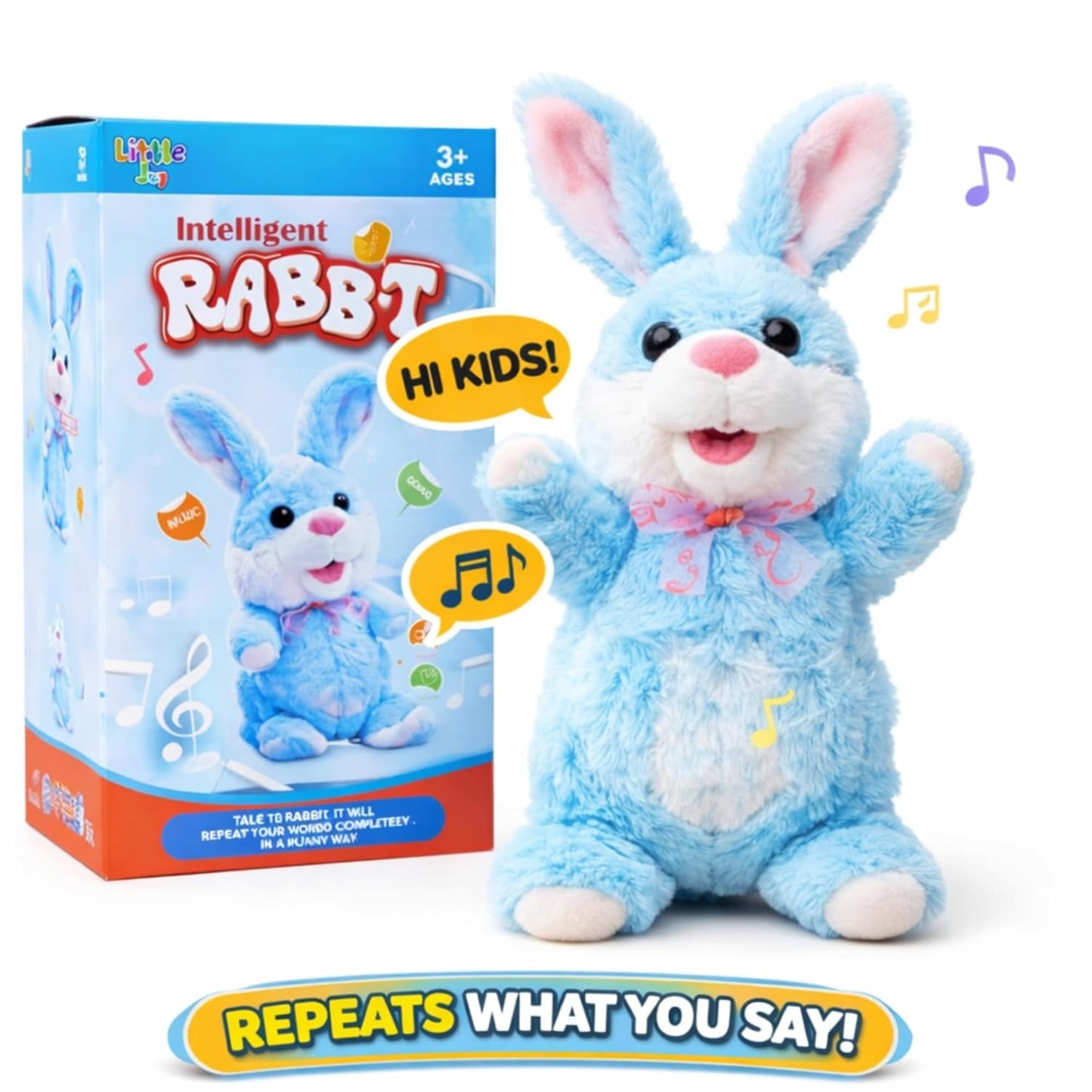 Interactive Talking Rabbit Plush Toy – Blue