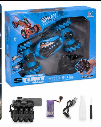 RC Stunt Car with Gesture Control, Spray Function, Colorful Lights, 2.4GHz, 360° Rotation, Blue, Ages 6+