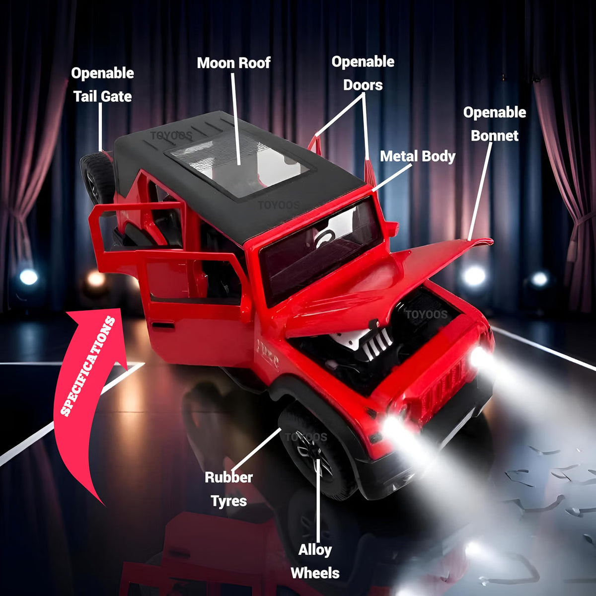 1:24 scale Thar-Roxx Off-Road SUV Die-Cast Model – Red Edition
