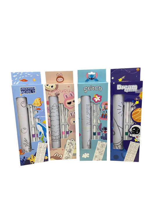 DIY Coloring Scroll Art Set for Kids – Creative Drawing & Painting Activity Kit (Assorted design)