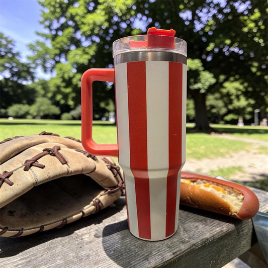 Vintage Stripe Insulated Travel Tumbler with Handle (1200 ML)
