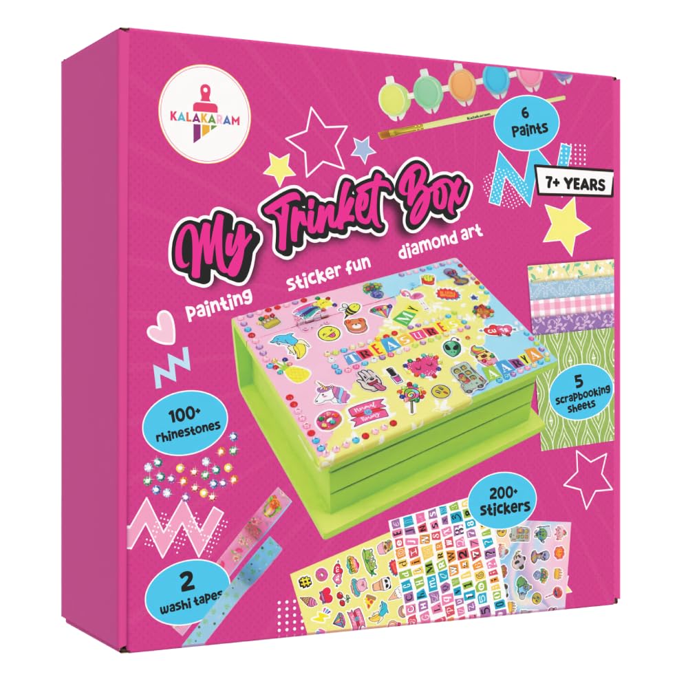 DIY Trinket Box Decorating Kit for Kids with 200+ Pcs & Strickers