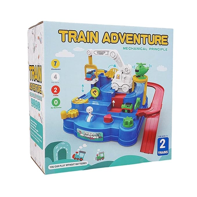 Plastic Train Adventure Toy, Mechanical Train Track Set with Mini Trains - set of 1