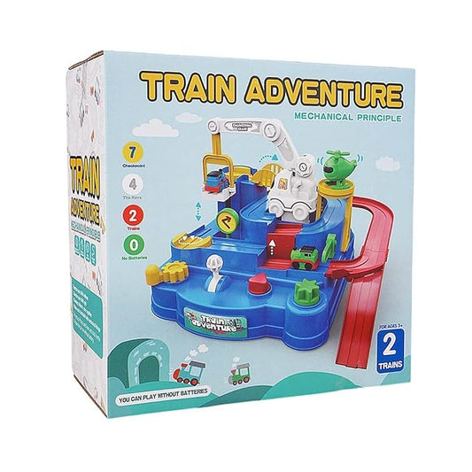 Plastic Train Adventure Toy, Mechanical Train Track Set with Mini Trains - set of 1