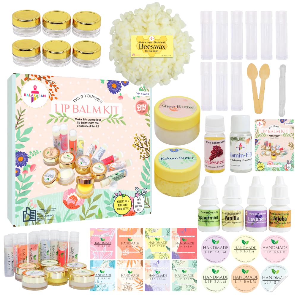 DIY Lip Balm Making Kit - Make 15 Lip Balms with Shea & Kukum Butter