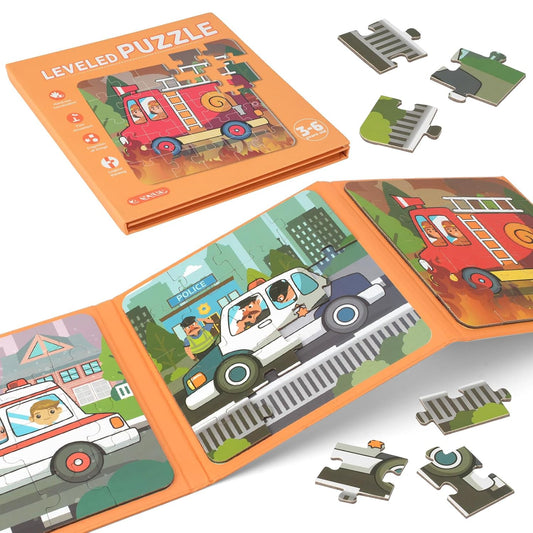 Magnetic 3-in-1 Puzzle Board for Kids | Emergency Vehicle Jigsaw Puzzle