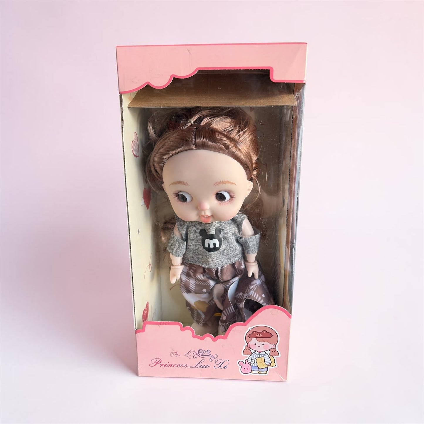 Brown Cute Doll with Big Eye Doll with Stylish Outfit