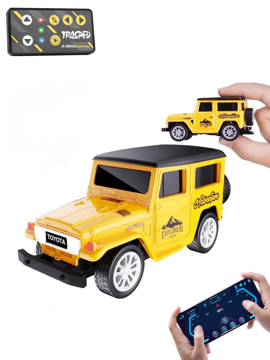 Mini RC 1:64 Scale, Type C Charging 2.4GHZ 3 S Toyota Jeep (App Control)