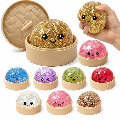 Glitter Dumpling Stress Relief Squishy Sensory Fidget Toy with Case
