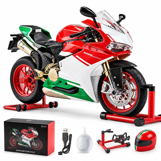1:9 scale Ducati V4 R Die-Cast Sports Motorcycle with Sound Effects, Ignition System and Smoke Spray