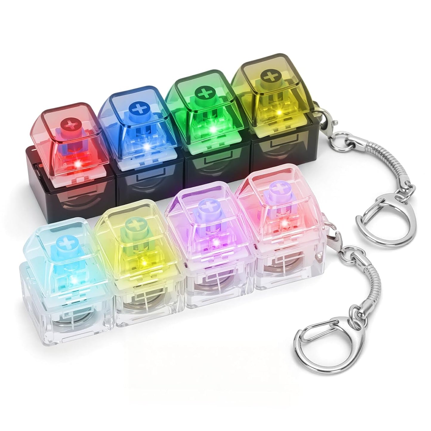 LED Clicky Keyboard Fidget Keychain – Light Up Stress Toy (Pack of 1)