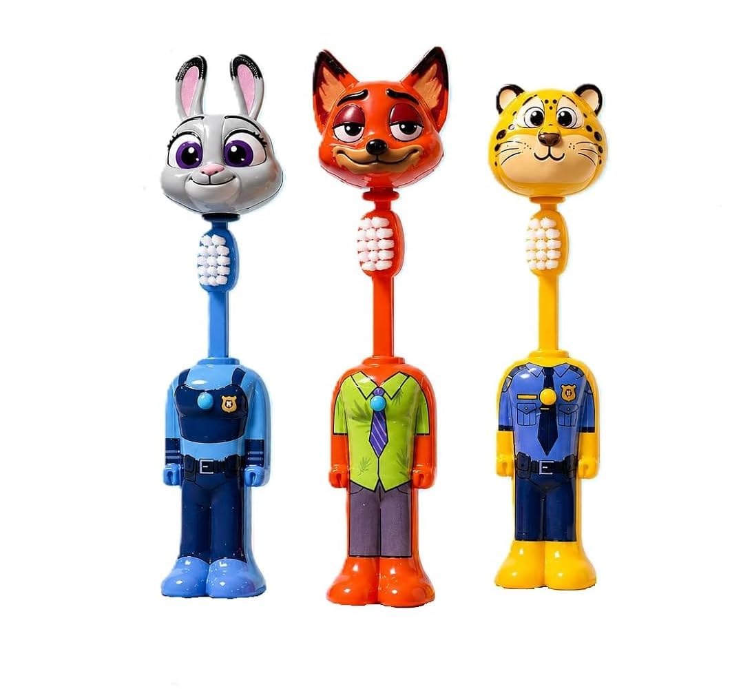 Cartoon Character Toothbrush with Soft Bristles & Protective Cap- Assorted