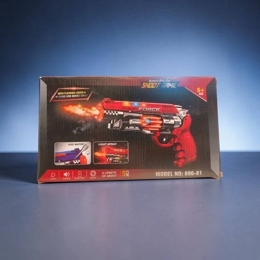 Acousto-Optic Toy Gun with Flashing Lights, Sound & Smoke Spray