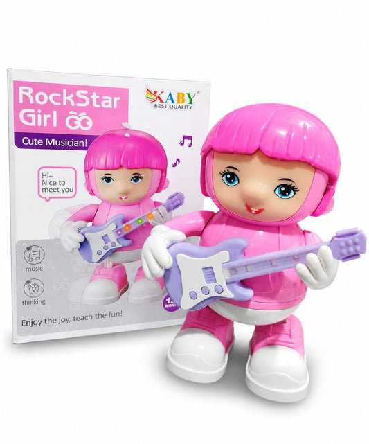 Girl Rock Star Musical Dancing Doll with Guitar, Flashing Lights & Swing Action
