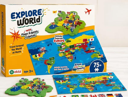 Explore World – World Map Puzzle with Flags & Capitals