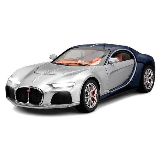 Bugatti Atlantic 1:24 Diecast Scale Model - Silver & Blue Edition