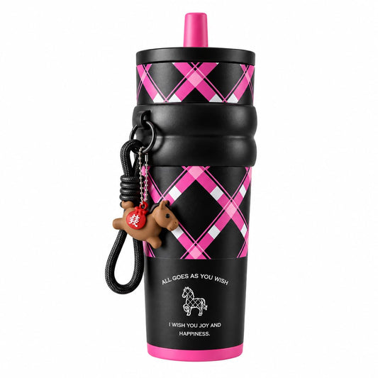 710ml Insulated Stainless Steel Water Bottle with Straw & Carry Strap