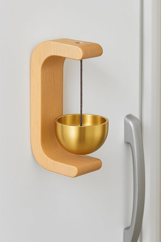 Magnetic Fridge Bell – Wooden & Brass Refrigerator Magnet Chime