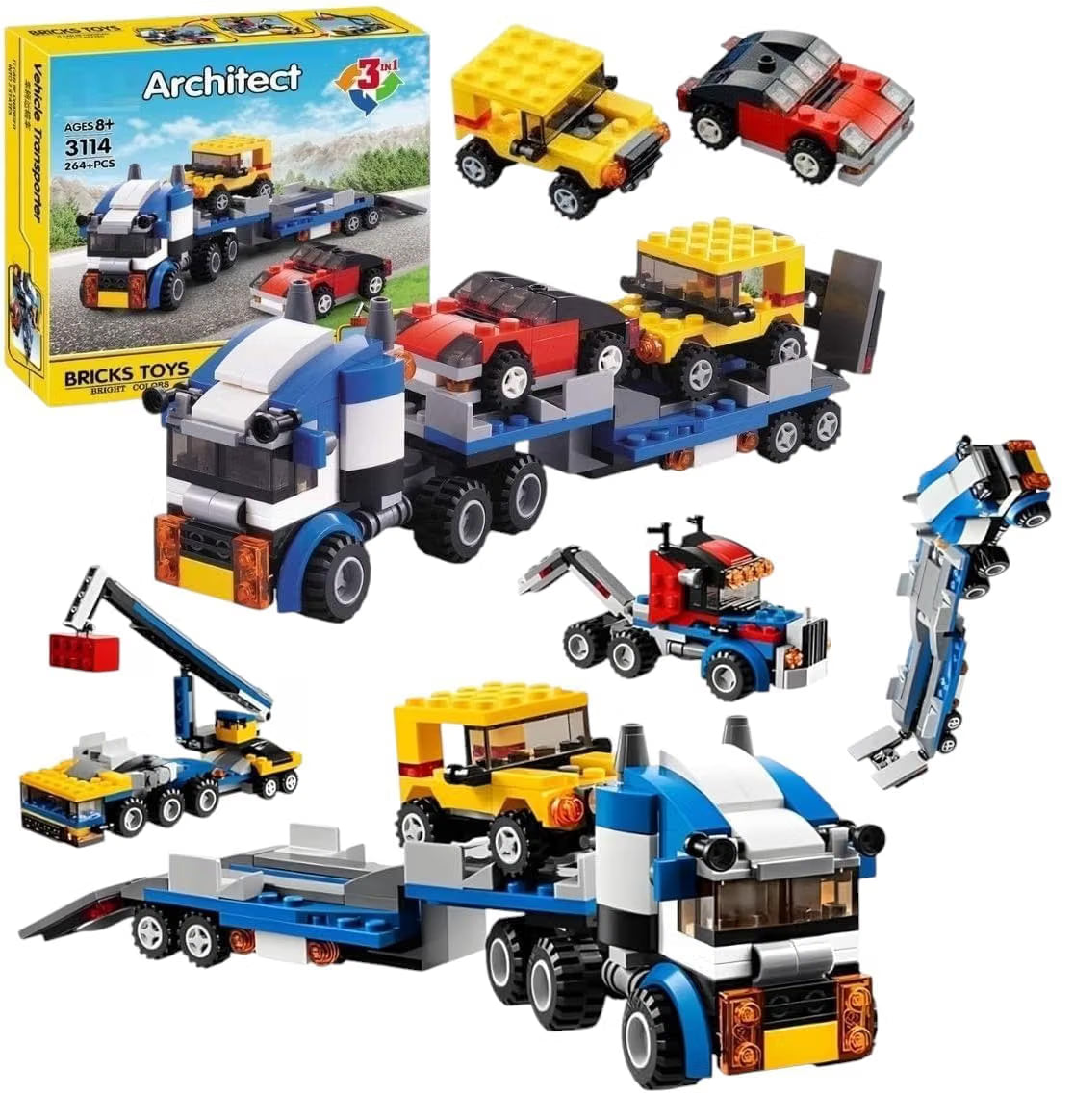 Puzzle 3 in 1 Jeep, Car & Truck Vehicle Toys (264 Pcs)