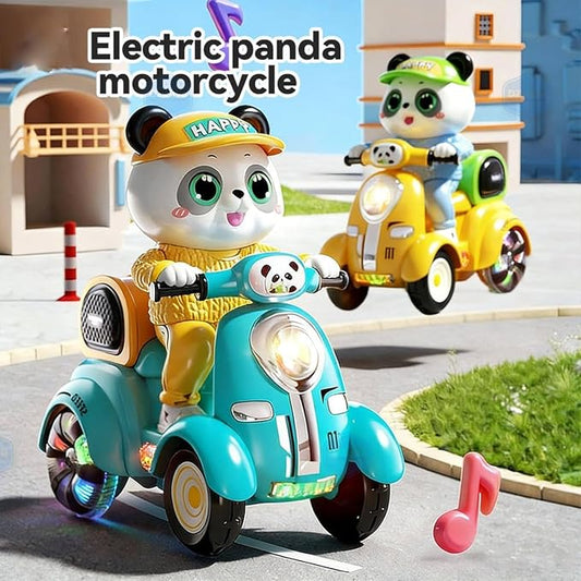 Panda Stunt Four-Wheeler Toy for Kids | Musical Rotating Panda Scooter with Flashing Lights & 360° Stunt Action