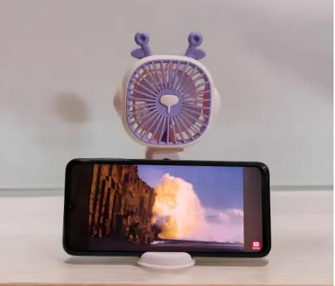 2-in-1 Rechargeable Handheld Fan with Mobile Holder – USB Portable & Silent