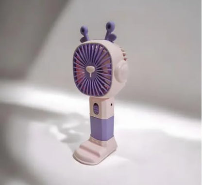 2-in-1 Rechargeable Handheld Fan with Mobile Holder – USB Portable & Silent