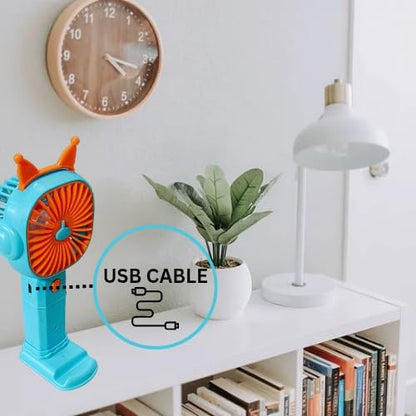 2-in-1 Rechargeable Handheld Fan with Mobile Holder – USB Portable & Silent