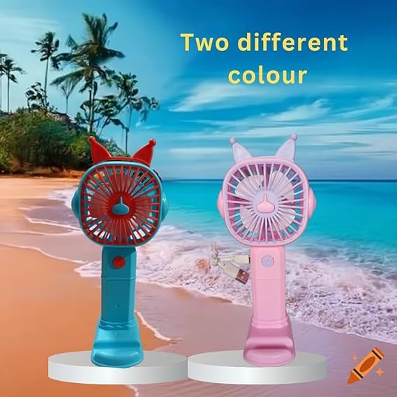 2-in-1 Rechargeable Handheld Fan with Mobile Holder – USB Portable & Silent