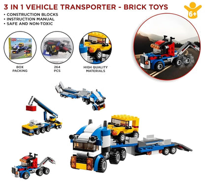 Puzzle 3 in 1 Jeep, Car & Truck Vehicle Toys (264 Pcs)