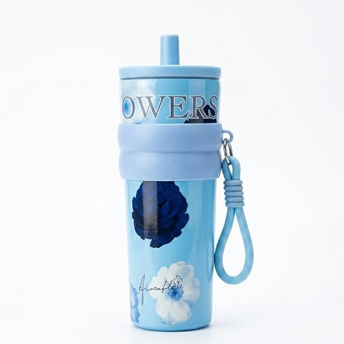 710ml Insulated Stainless Steel Water Bottle with Straw & Carry Strap