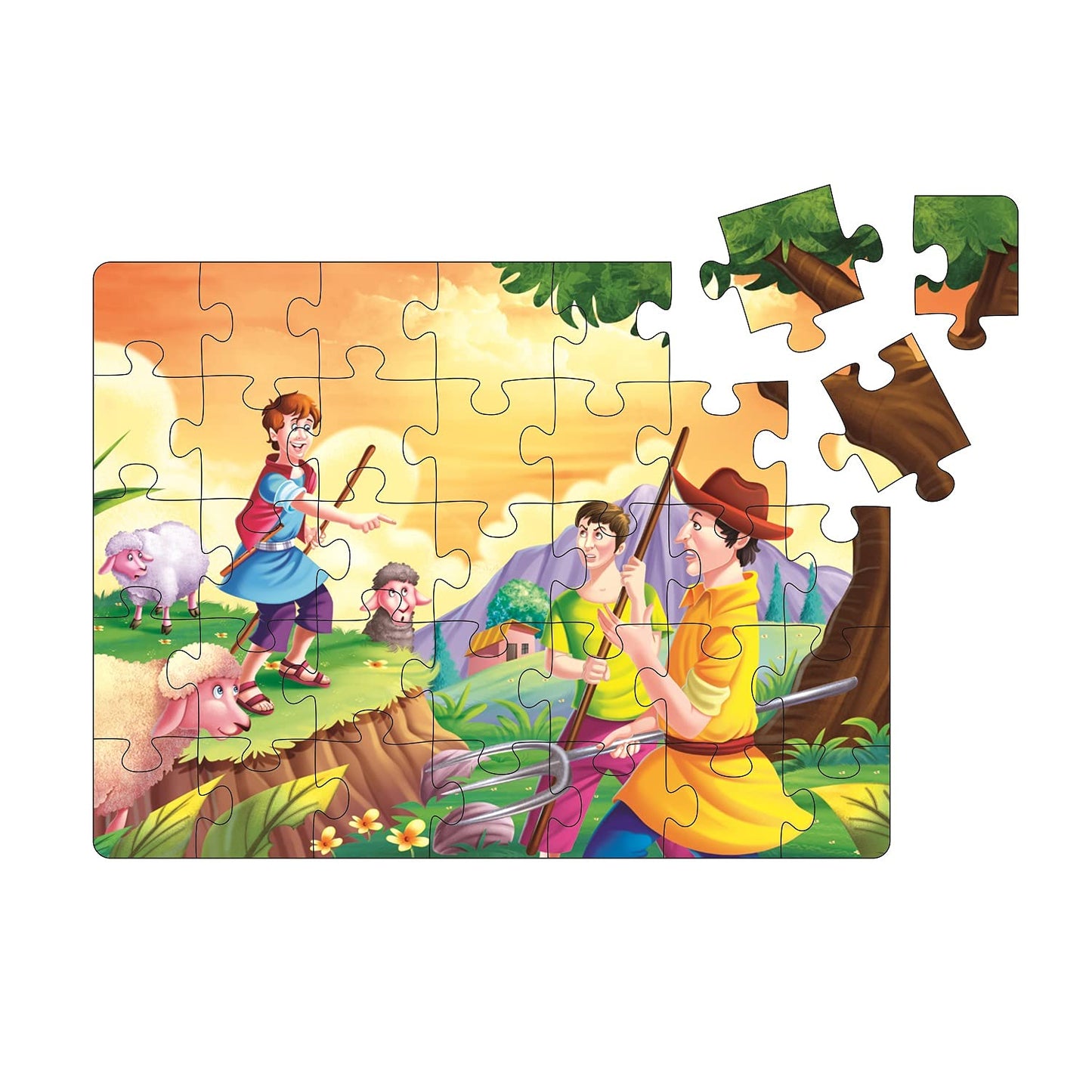 Story Jigsaw Puzzle The Shephard BOY and The Lion for Kids. This Pack Includes 3 Jigsaw Puzzle and A Story Book Inside
