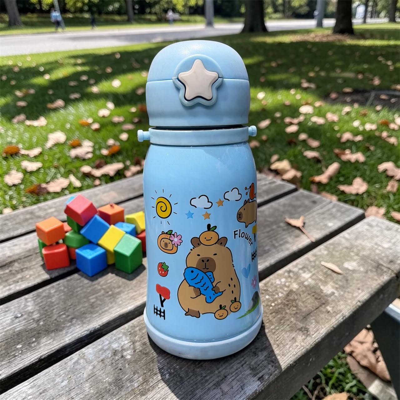 Cute Print Kids Insulated Water Bottle – Cute Pink Cartoon School Flask
