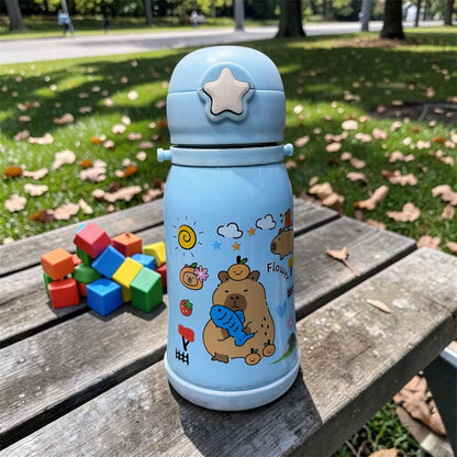 Cute Print Kids Insulated Water Bottle – Cute Pink Cartoon School Flask