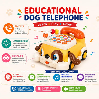 Puppy Telephone Ride-On Toy for Kids – Interactive Musical Learning Phone Car