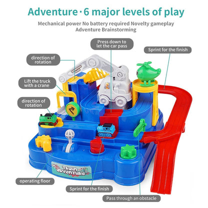 Plastic Train Adventure Toy, Mechanical Train Track Set with Mini Trains - set of 1
