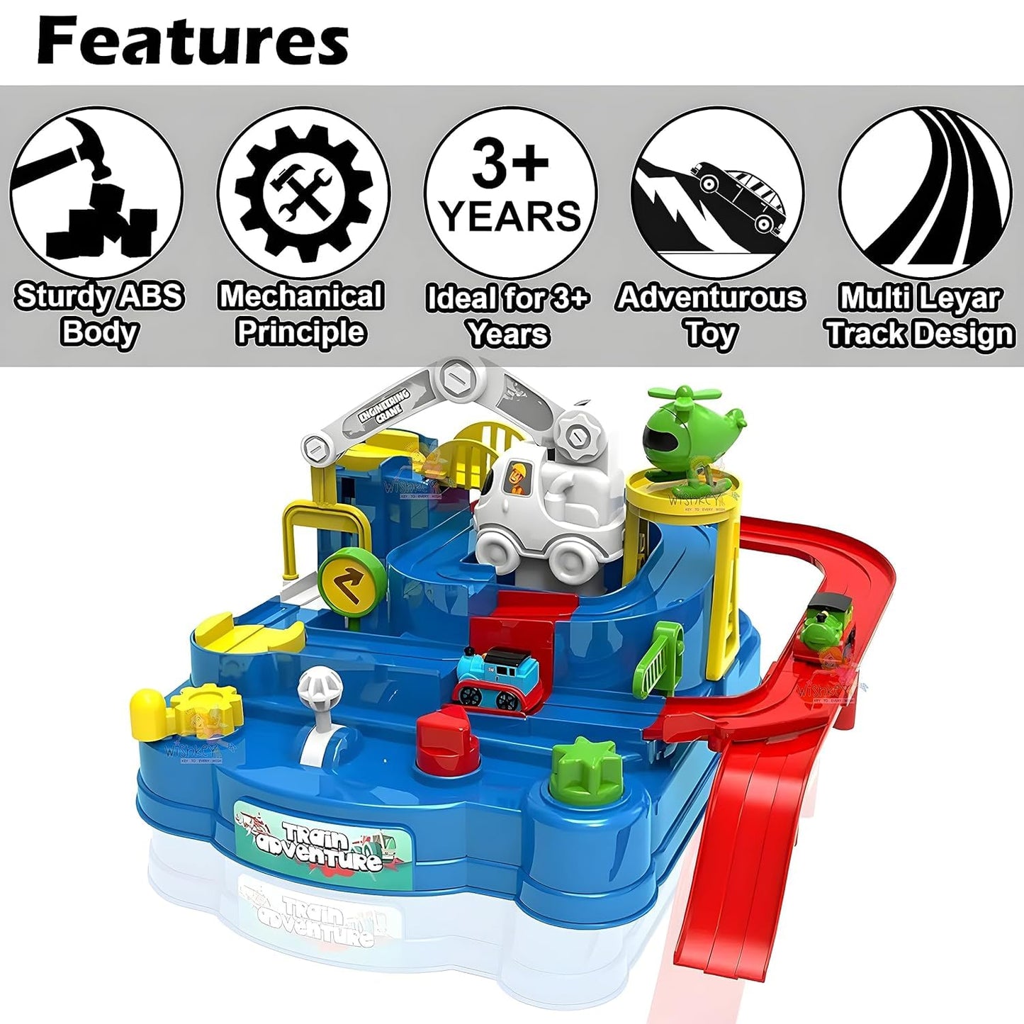Plastic Train Adventure Toy, Mechanical Train Track Set with Mini Trains - set of 1