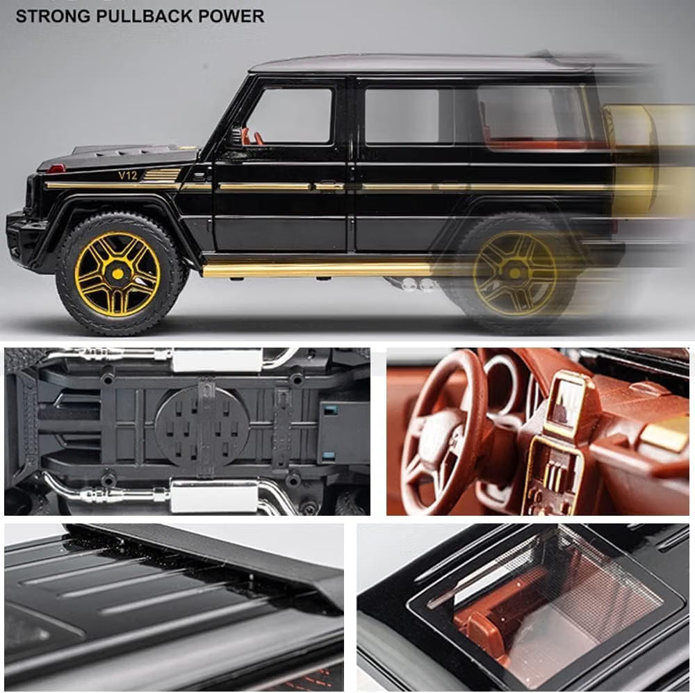 1:24 scale Mercedes-Benz G-Class Die-Cast Pull Back Car – Black & Gold