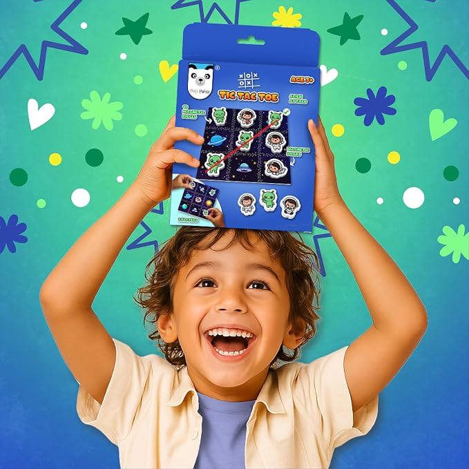 Magnetic Tic Tac Toe Alien Attack Board Game for Kids 3+ Years | Magnetic Grid & Pieces | Fun Strategy Matching Game | Preschool Educational Brain Game | Family Learning Activity Toy.