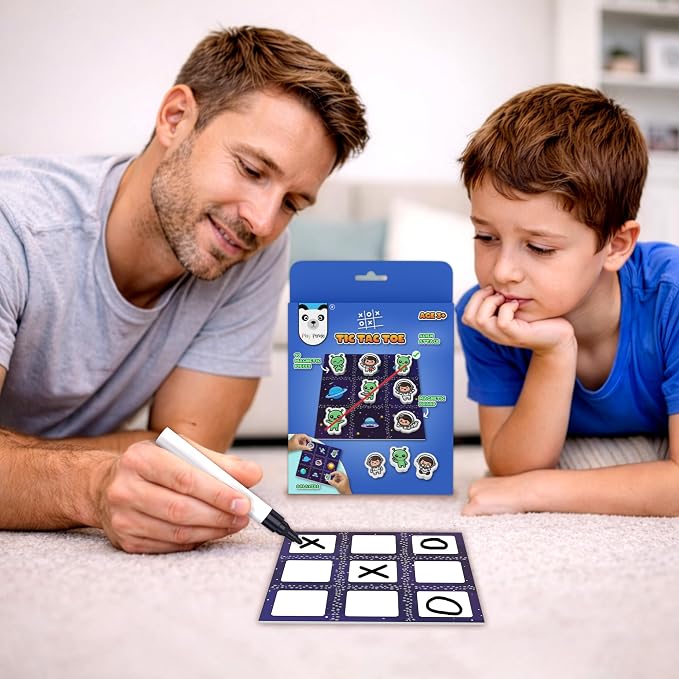 Magnetic Tic Tac Toe Alien Attack Board Game for Kids 3+ Years | Magnetic Grid & Pieces | Fun Strategy Matching Game | Preschool Educational Brain Game | Family Learning Activity Toy.