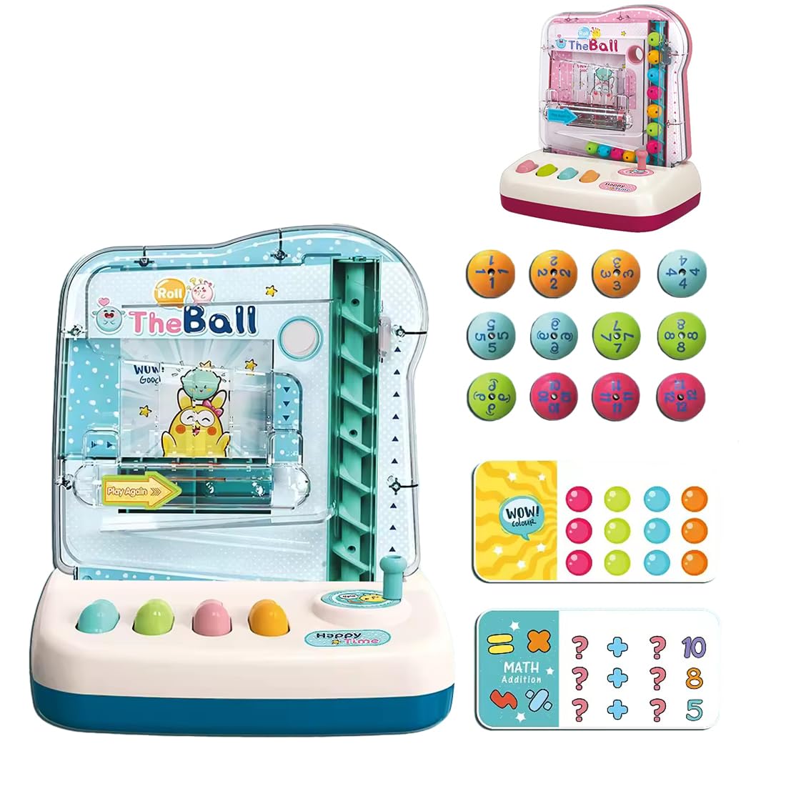 Rolling Ball Early Learning Educational Toy  12 Puzzle Cards Balls For Counting Maths Color Identify - Multicolor