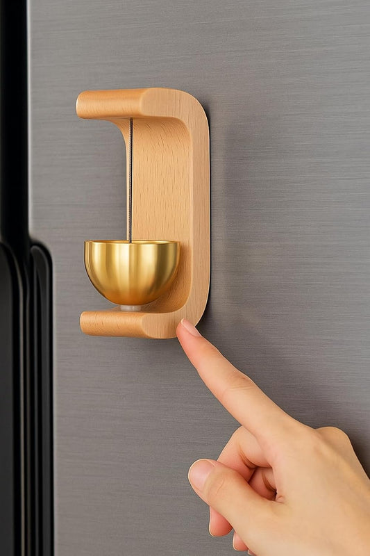 Magnetic Fridge Bell – Wooden & Brass Refrigerator Magnet Chime