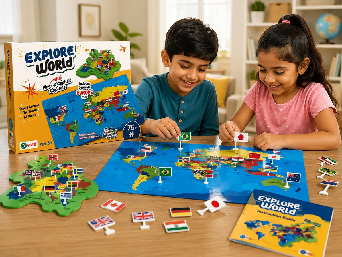 Explore World – World Map Puzzle with Flags & Capitals