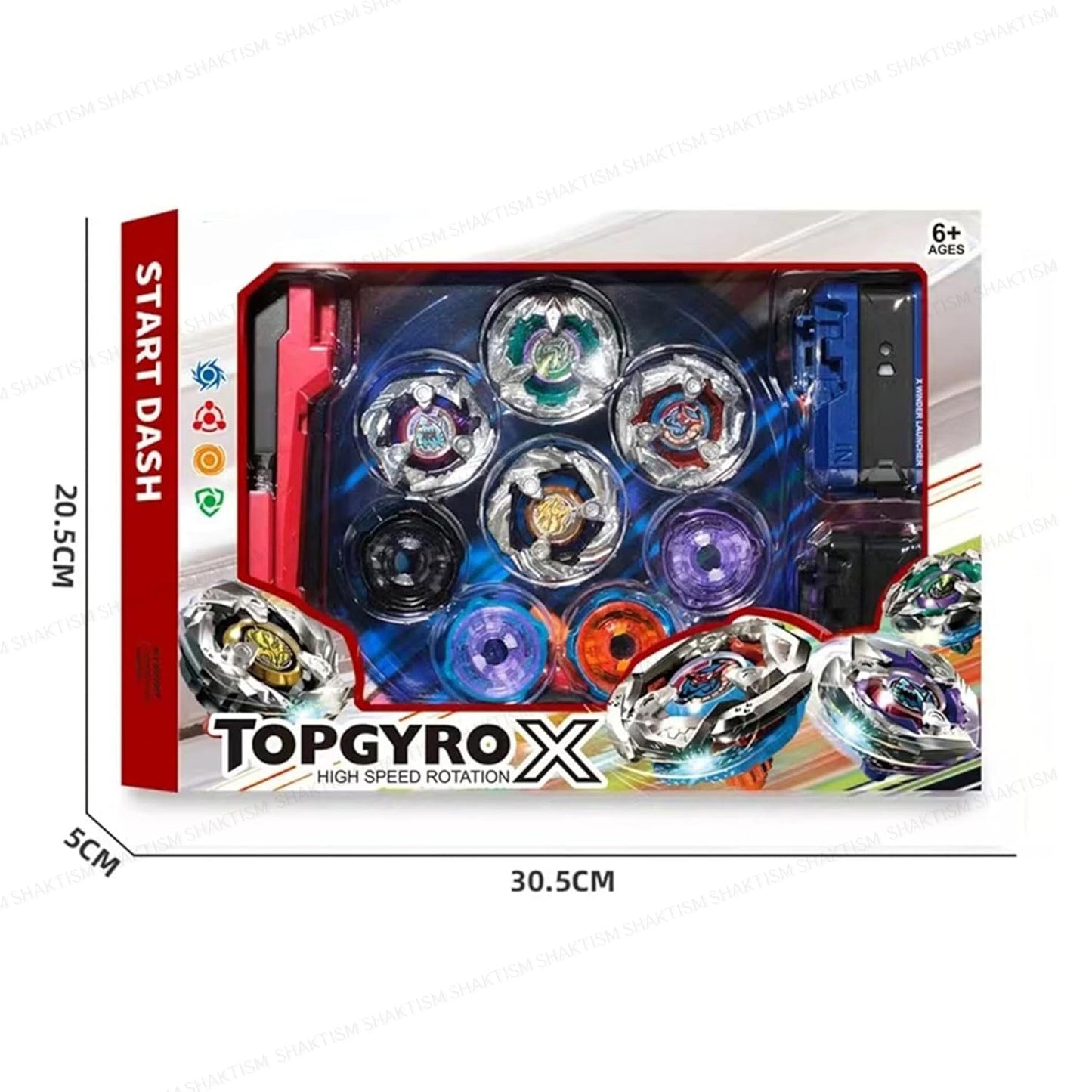 Battling Top Burst Gyro Toy Blade Battle Set with 4 Spinning Tops, 2 Launchers 1 Rapicords