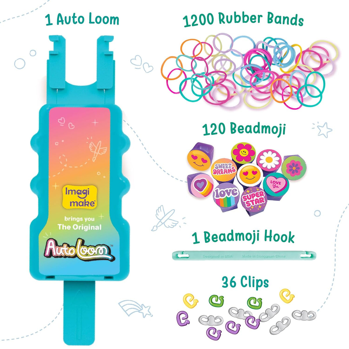 Rainbow Loom Beadmoji Kit – 1200 Bands with Auto Loom Tool