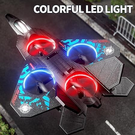 RC Flying Fighter Drone Plane with LED Lights - Multicolor