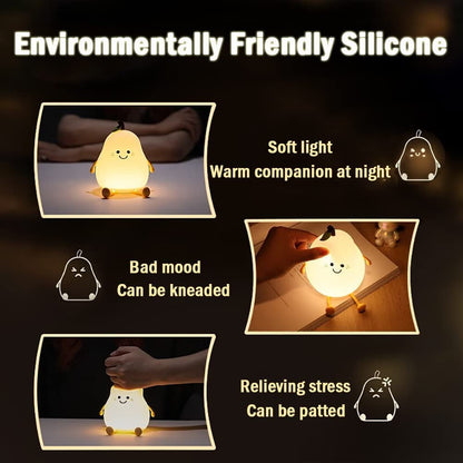 Cute Pear  Night Lamp with USB Rechargeable Touch Control - White