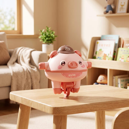 Electric Self-Balancing Pig Toy Cartoon Pig Toy with Support Frame for Children